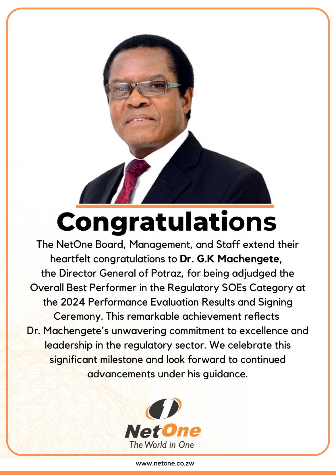 machengete_page_1 NetOne Honors Dr. G.K. Machengete for Exceptional Achievement in Regulatory Performance